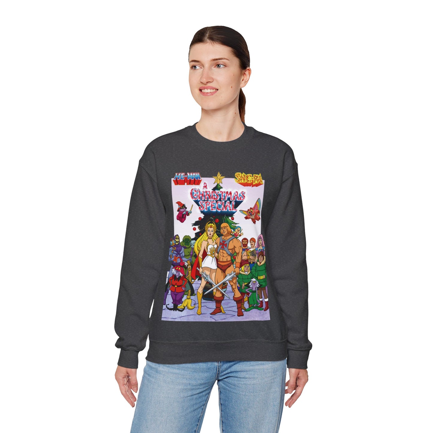 He-Man & She-Ra Christmas Crewneck Sweatshirt - Masters of the Universe, Princess of Power - Filmation Holiday Special