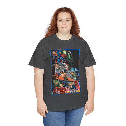 Justice League of America T-Shirt - Jerry Ordway Art - Superman, Wonder Woman, Firestorm, Flash, Black Canary, Atom - DC Comics