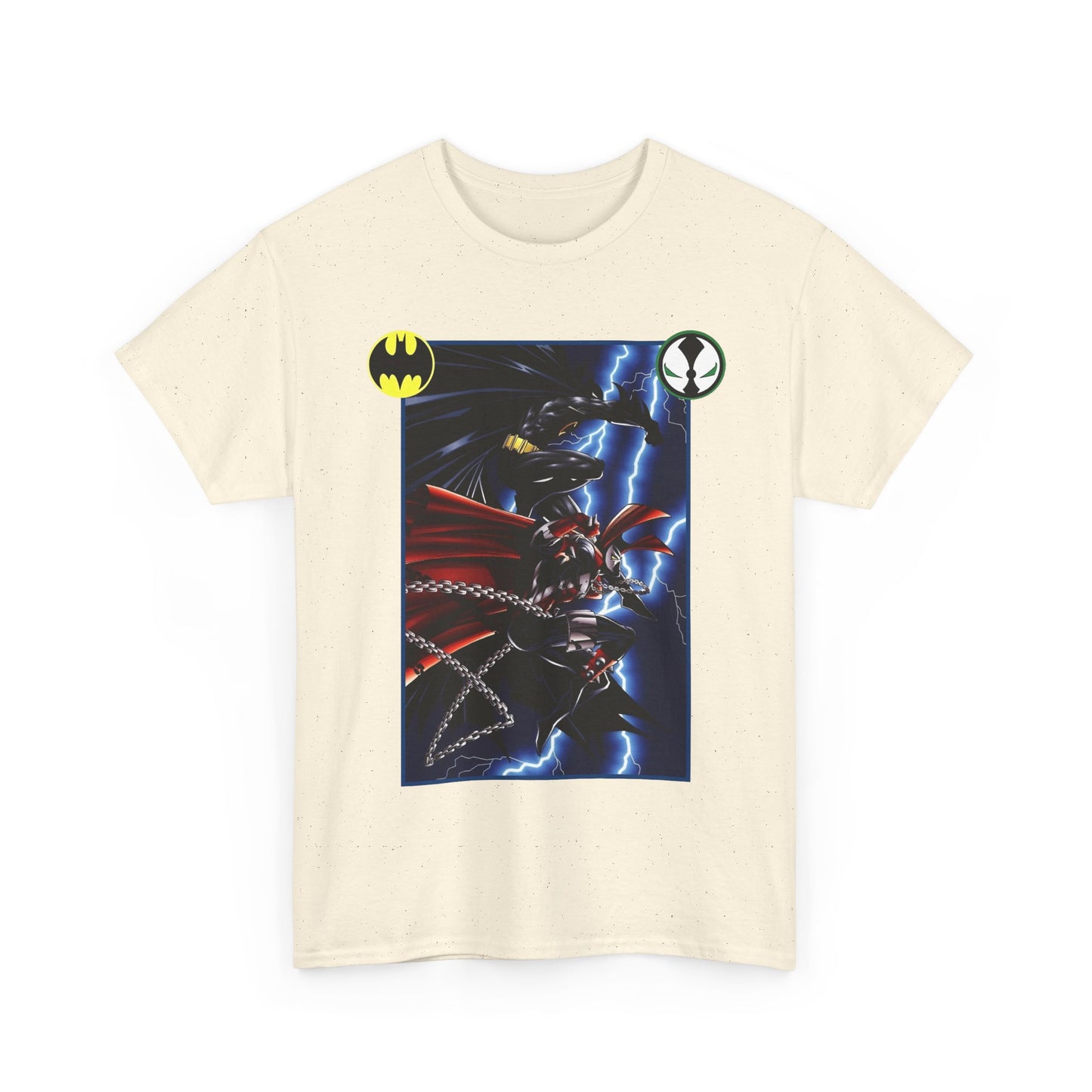 Batman & Spawn T-Shirt - Todd McFarlane Art - Gotham City, Frank Miller Story - DC Comics & Image Comics