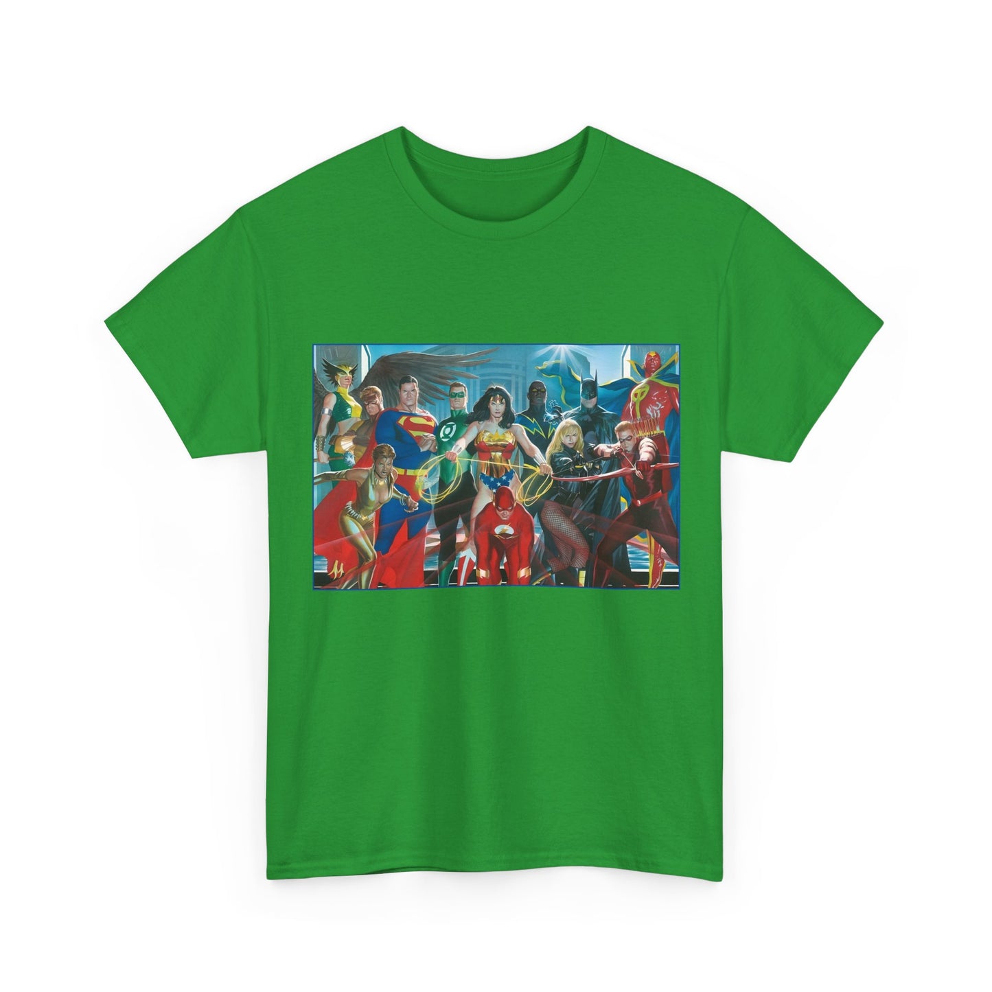 Justice League T-Shirt - Alex Ross Art - Superman, Wonder Woman, Batman, Flash, Black Canary, Vixen, Black Lightning, Green Lantern, Geo-Force, Red Tornado - DC Comics
