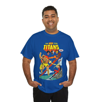 New Teen Titans T-Shirt - George Perez Art - Wonder Girl & Starfire Vs Hyperion - DC Comics