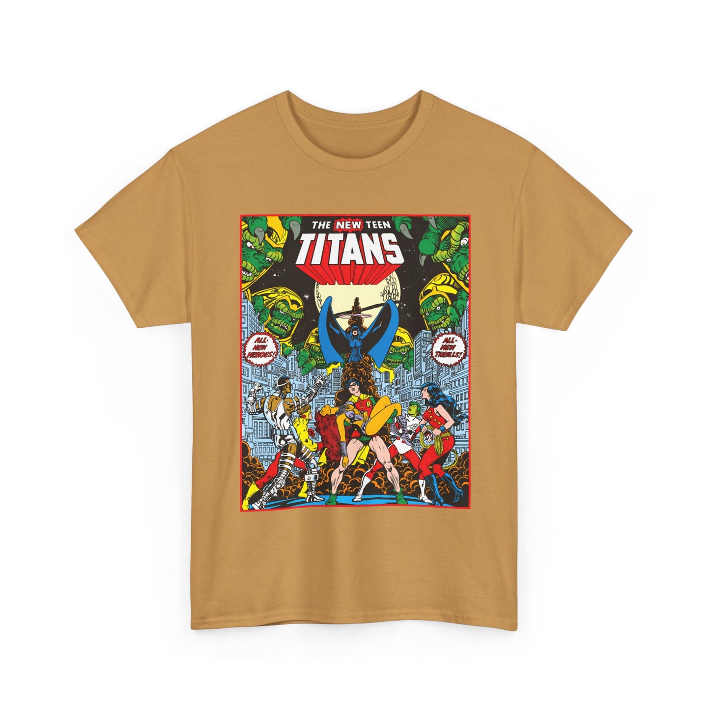 New Teen Titans T-Shirt - George Perez Art - #1 Splash Page - Robin, Starfire, Wonder Girl, Cyborg, Raven, Changeling, Kid Flash - DC Comics