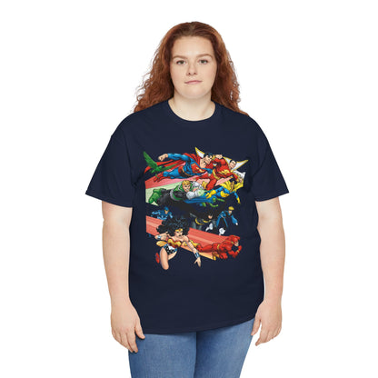 DC Legends T-Shirt - John Byrne Art - Superman, Dr Fate, Blue Beetle, Wonder Woman, Black Canary, Guy Gardner - DC Comics