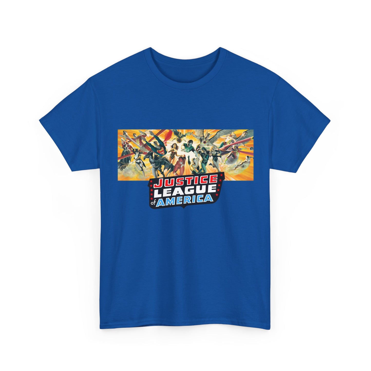 Justice League T-Shirt - Alex Ross Art - Superman, Batman, Wonder Woman, Black Canary, Hawkman, Green Lantern, Adam Strange, Plastic Man, Zatanna - DC Comics