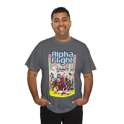 Alpha Flight T-Shirt - Mike Mignola Art - Northstar, Aurora, Snowbird, Shaman, Puck - X-Men: Magneto, Colossus, Shadowcat, Storm - Marvel Comics