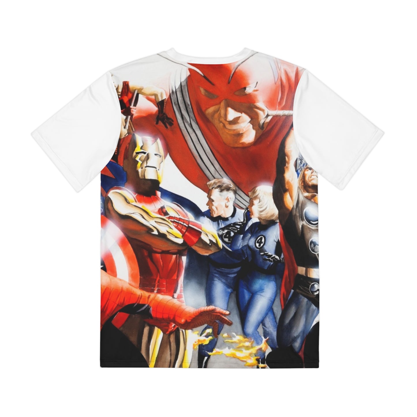 Marvels All Over Print Tee (Polyester) - Alex Ross Art (IMPROVED PLACEMENT AND PRINTING TECHNIQUES)