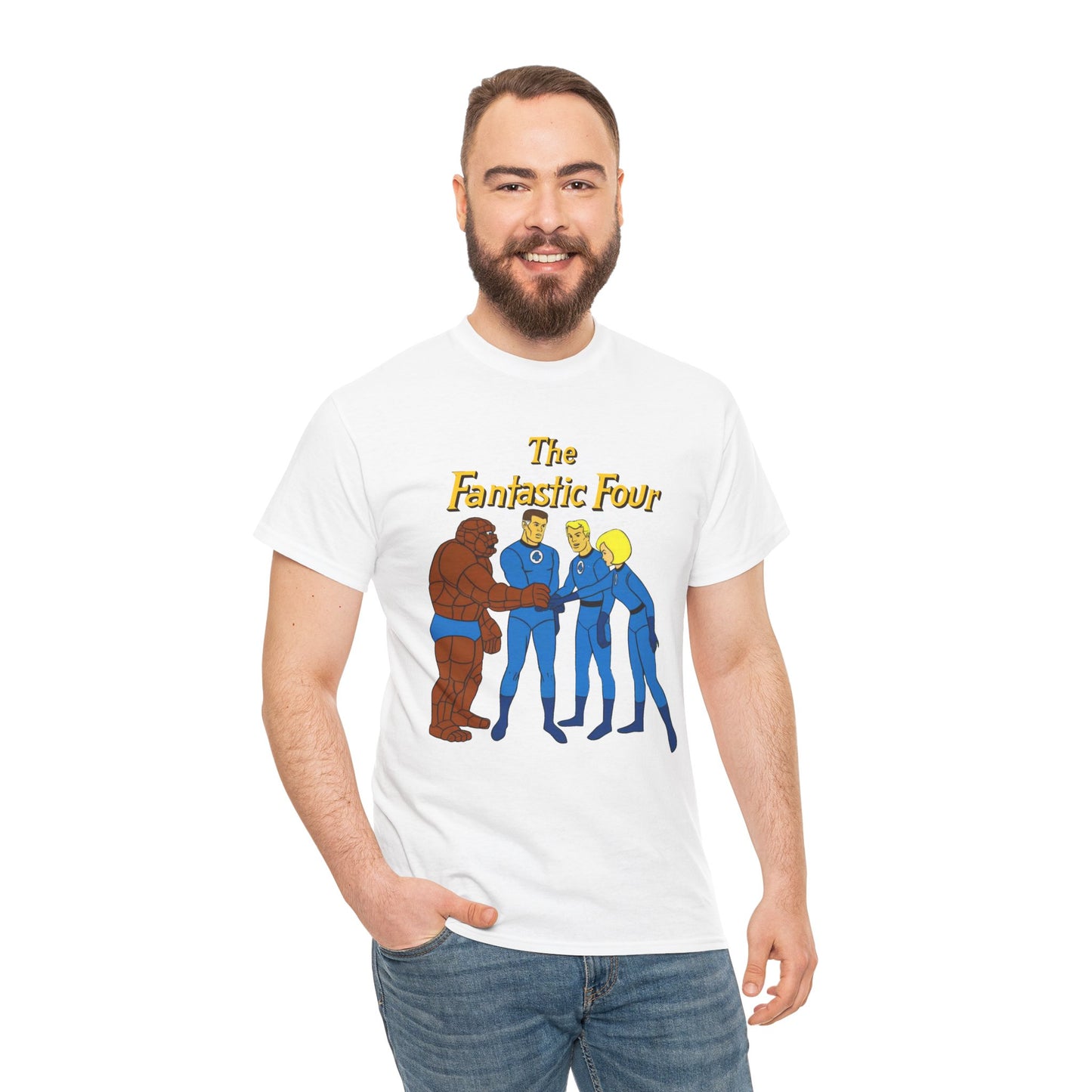 Fantastic Four T-Shirt - Hanna-Barbera 1960s Cartoon - Human Torch, The Thing, Invisible Woman - Marvel Comics