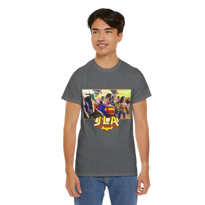 JLA T-Shirt - Alex Ross Art - Superman, Batman, Wonder Woman, Hawkman, Green Lantern, Black Canary, Flash, Martian Manhunter, Green Arrow - Justice League - DC Comics