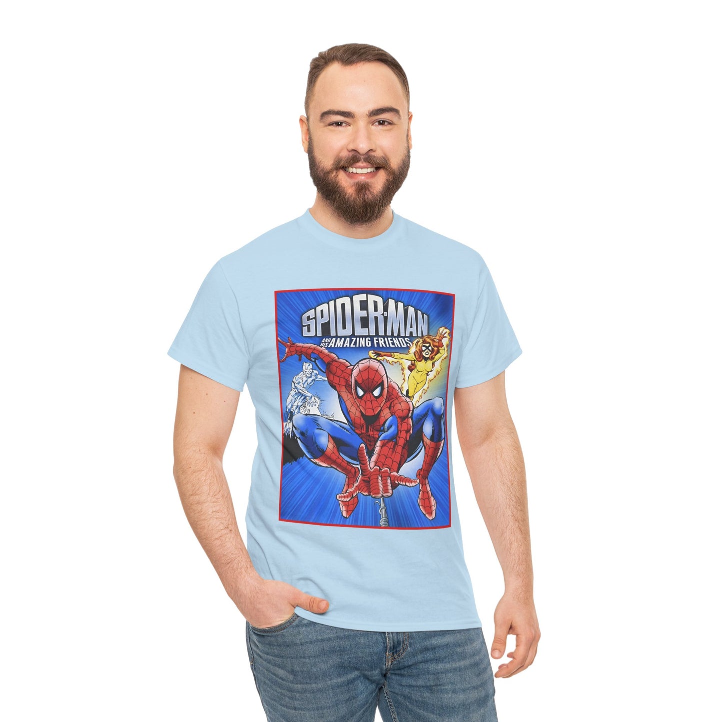 Spider-Man & His Amazing Friends T-Shirt - Firestar, Iceman - Popular 1980s Saturday Morning Cartoon - Marvel Comics
