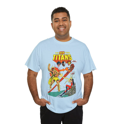 New Teen Titans T-Shirt - George Perez Art - Wonder Girl & Starfire Vs Hyperion - DC Comics