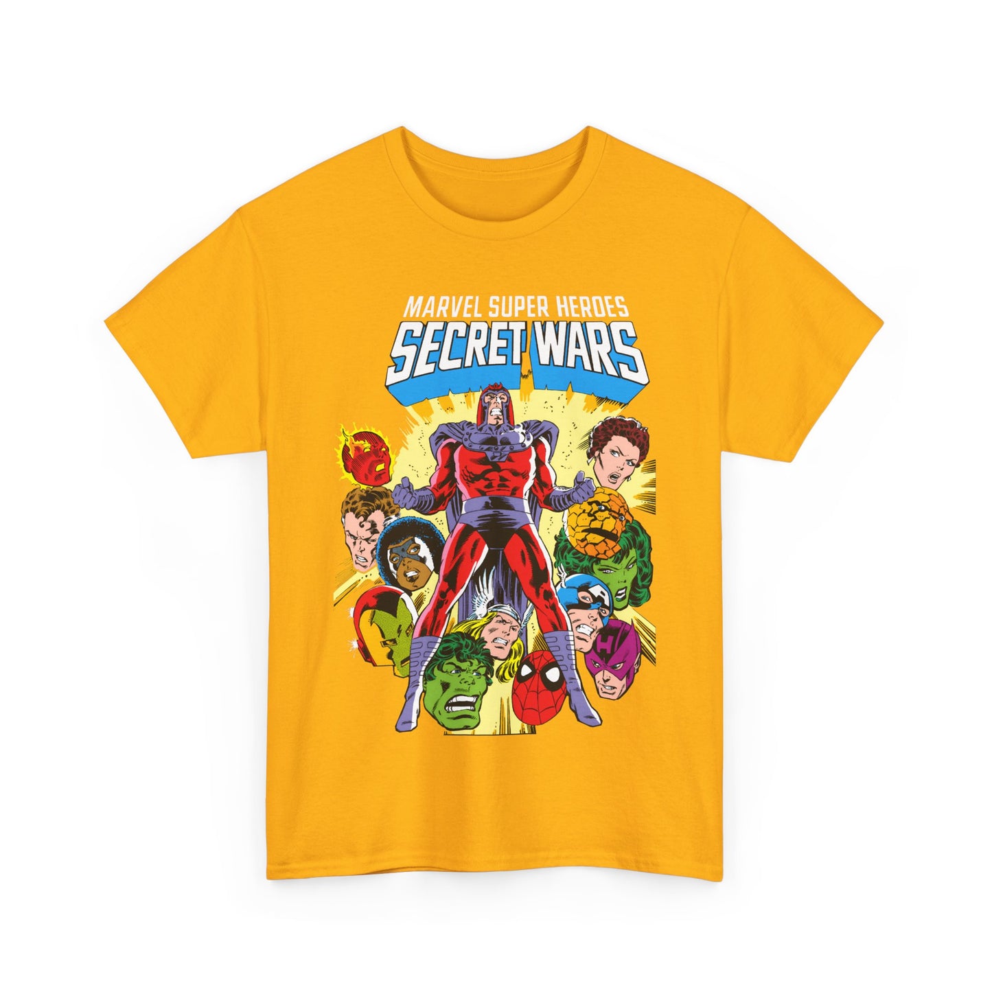 Marvel Super Heroes Secret Wars T-Shirt - Magneto, Captain America, Iron Man, She-Hulk, Hulk, Human Torch, Captain Marvel, Hawkeye - Marvel Comics