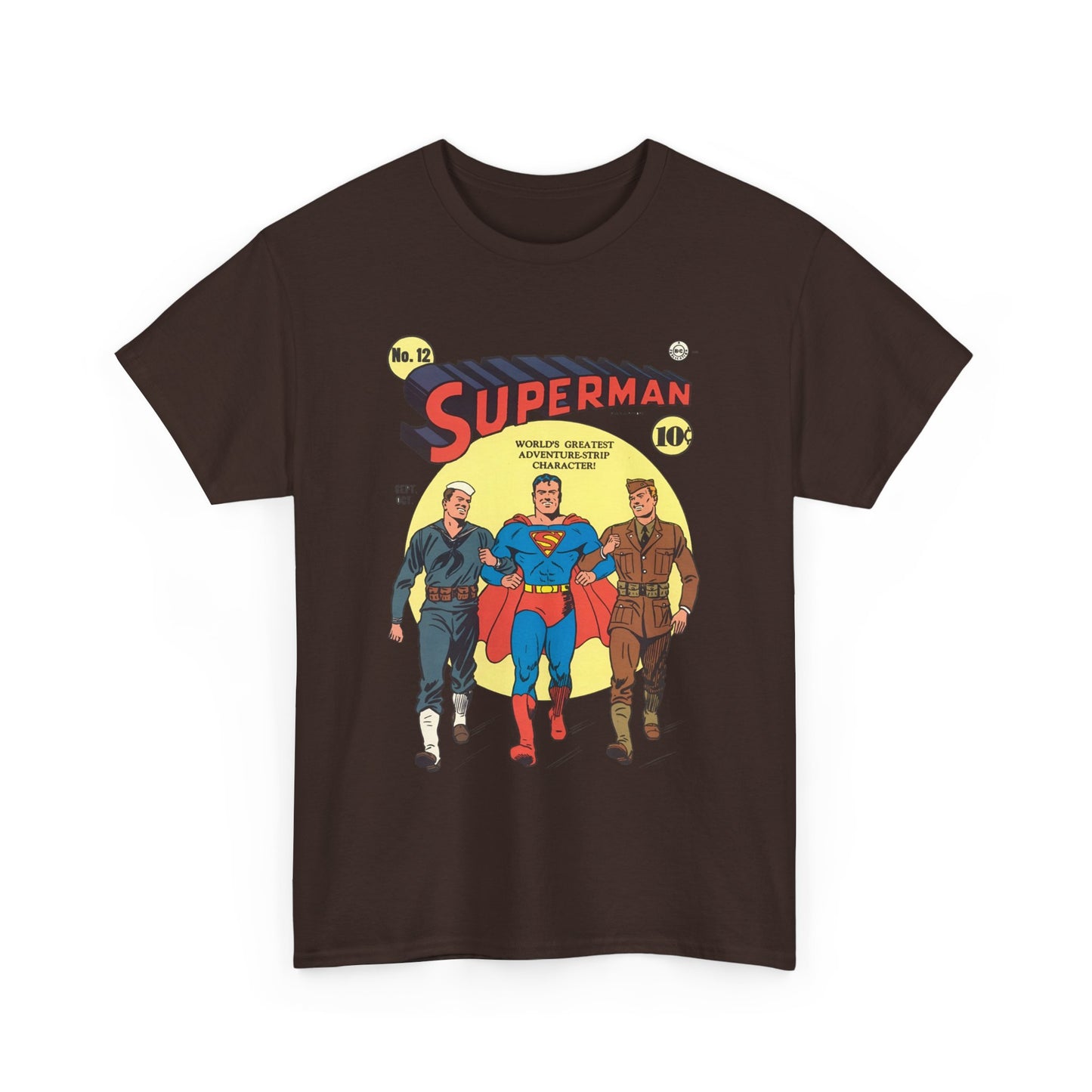 Superman T-Shirt - #12 Cover Art - Golden Age Classic - WWII Support - Iconic Image - DC Comics