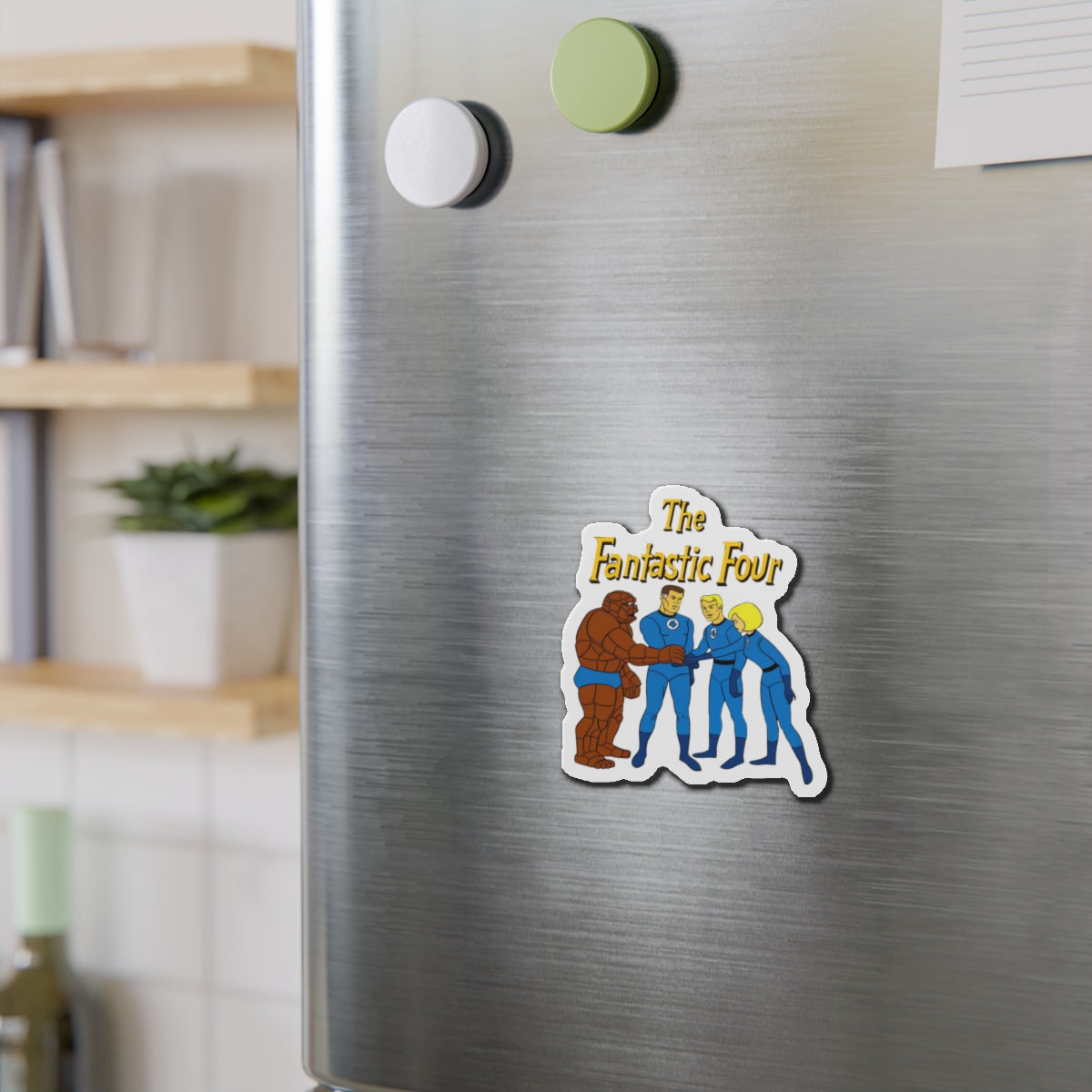 Fantastic Four Die-Cut Magnet - Hanna-Barbera Cartoon - Reed Richards, Invisible Girl, Human Torch, The Thing - Marvel Comics - 3", 4", 5", 6"