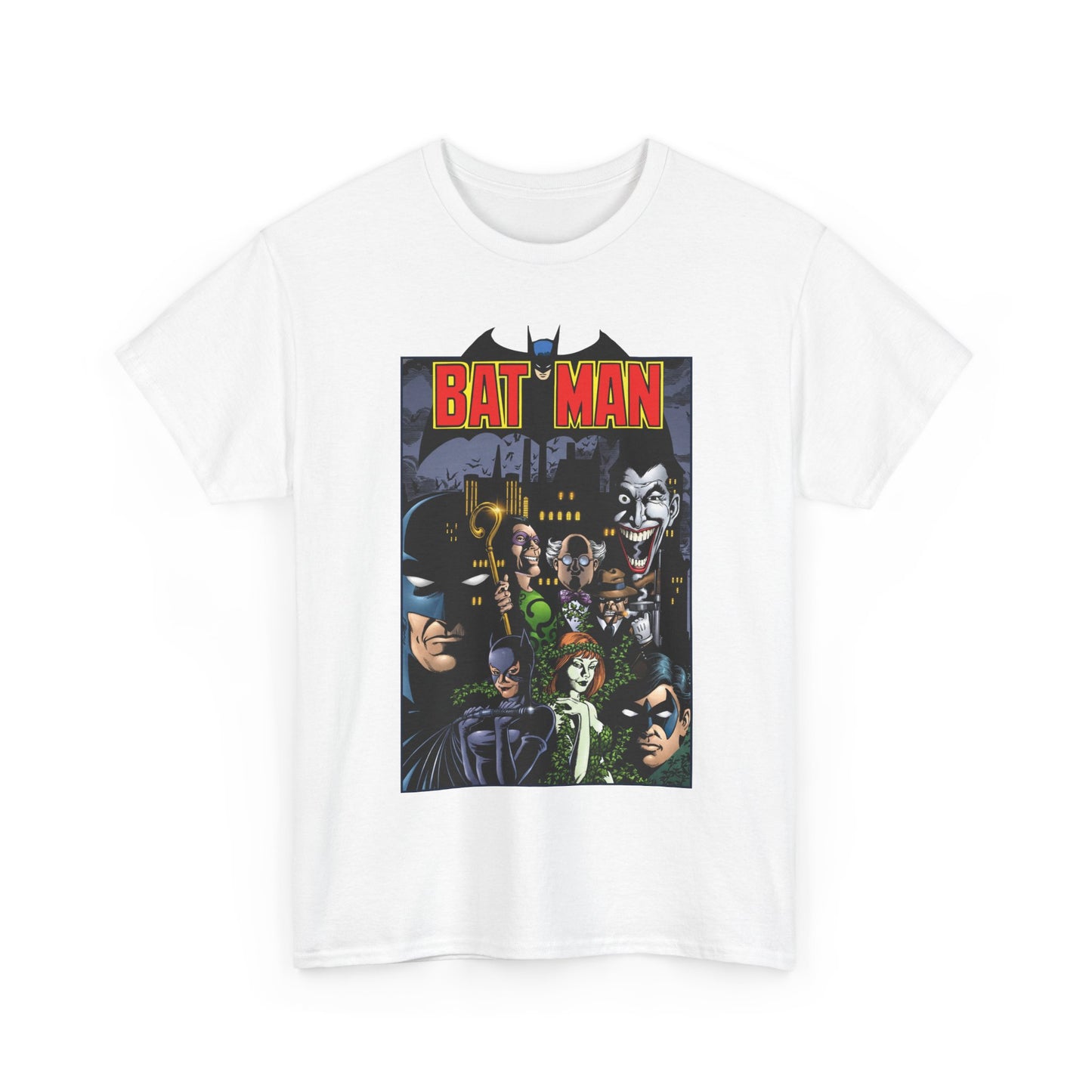 Batman T-Shirt - George Perez Art - Arkham Asylum - Joker, Catwoman, Poison Ivy, Riddler, Nightwing - DC Comics