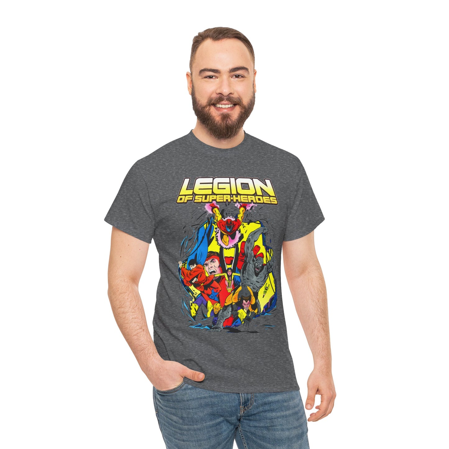 Legion of Super-Heroes T-Shirt - Mon-El, Colossal Kid, Wildfire, Dawnstar, Blok, Timber Wolf - LOSH - DC Comics