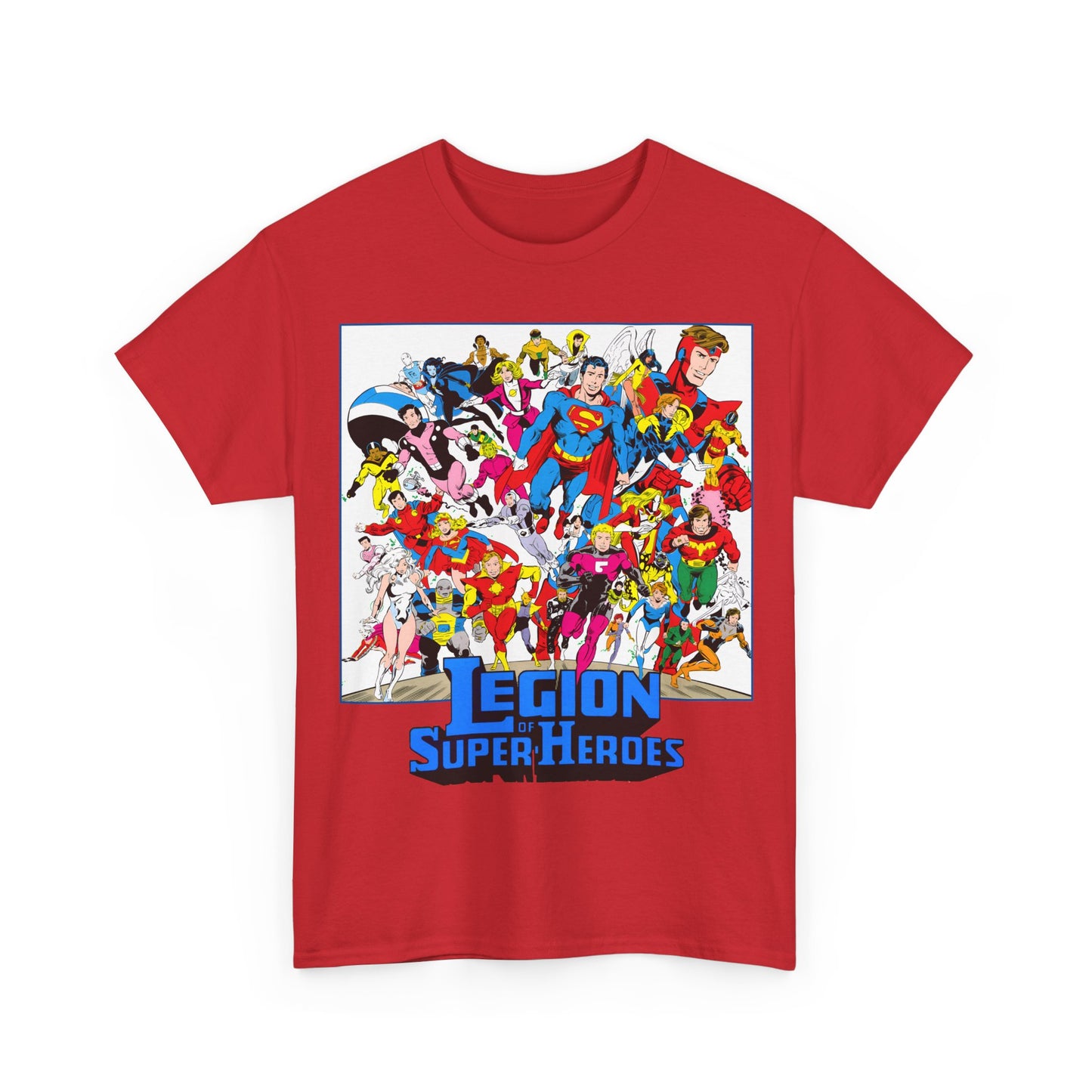 Legion of Super-Heroes T-Shirt - Greg Laroque Art - Who's Who in DC Comics - Superboy, Cosmic Boy, Dream Girl, Dawnstar, Supergirl, Sun Boy, Wildfire, Element Lad, Invisible Kid, Saturn Girl, Lightning Lad - DC Comics
