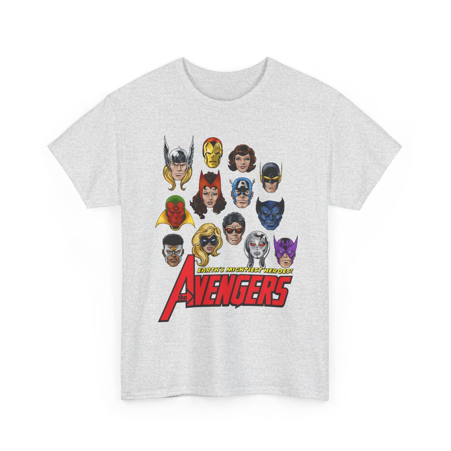 Avengers T-Shirt - John Byrne Art - Captain America, Scarlet Witch, Iron Man, Thor, Vision, Hawkeye, Wonder Man - Marvel Comics