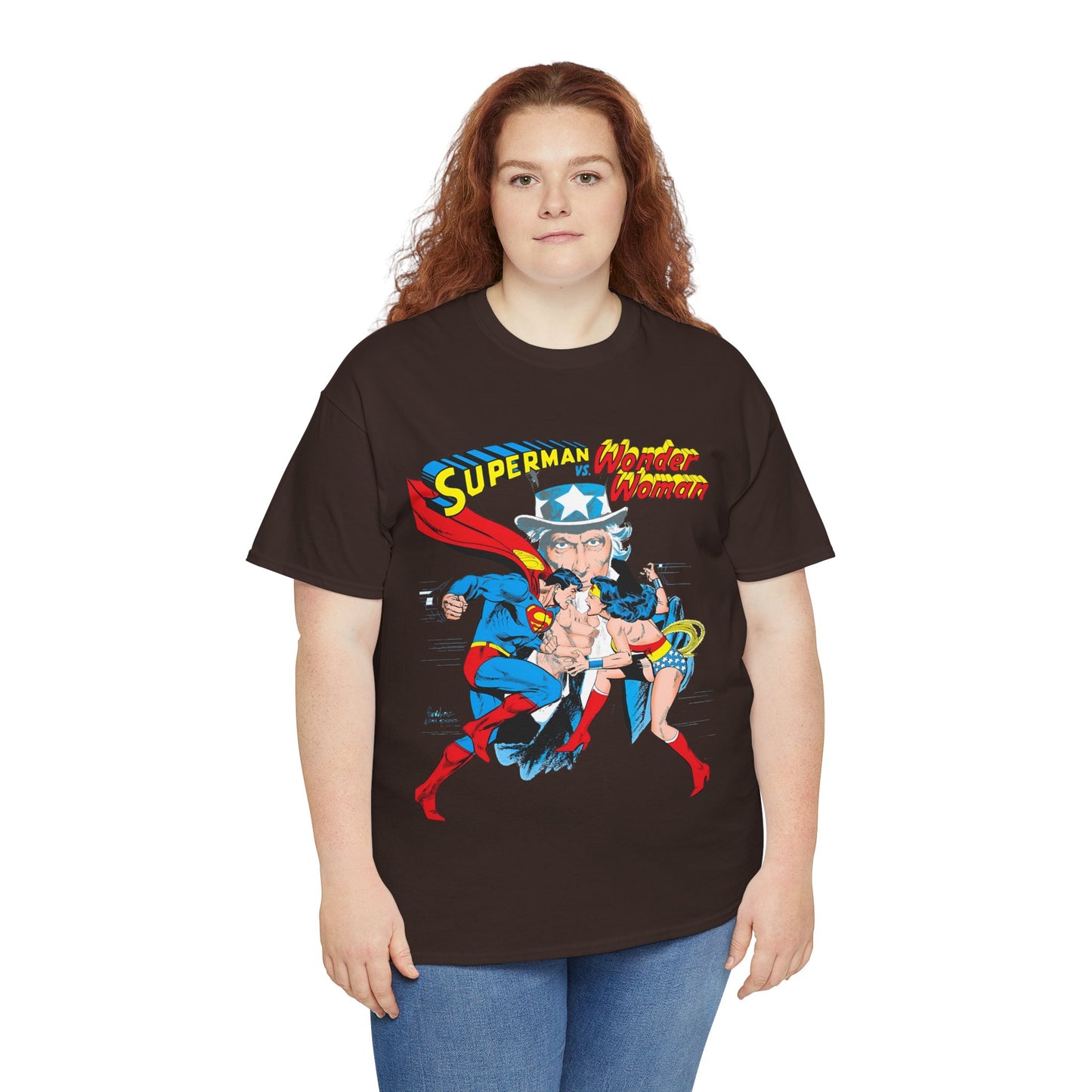 Superman Vs Wonder Woman T-Shirt - José Luis García-López Art - Popular 1970s Tabloid Story - DC Comics