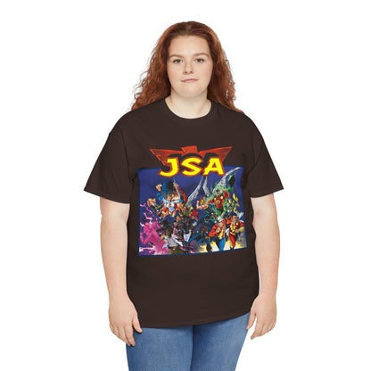 JSA T-Shirt - Carlos Pacheco Art - Green Lantern, Power Girl, Hawkgirl, Black Adam, Flash, Dr Fate, Hawkman - DC Comics - Justice Society of America