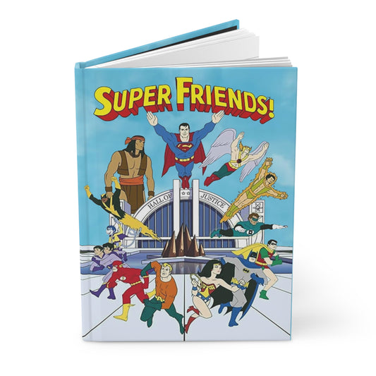 Super Friends Hardcover Journal - 150 Lined Pages - Superman, Flash, Hawkman, Green Lantern, Wonder Woman, Apache Chief, Batman, Samurai - Hanna-Barbera Cartoon - DC Comics