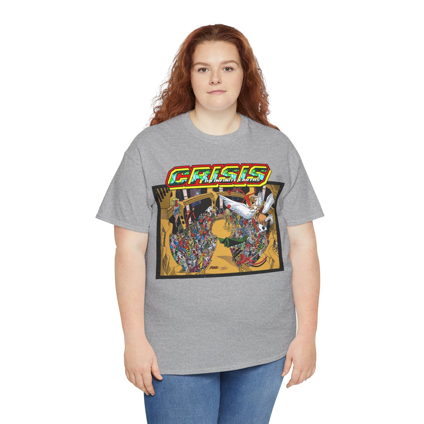 Crisis on Infinite Earths T-Shirt - George Perez & Jerry Ordway Art - The Monitor's Satellite - DC Comics