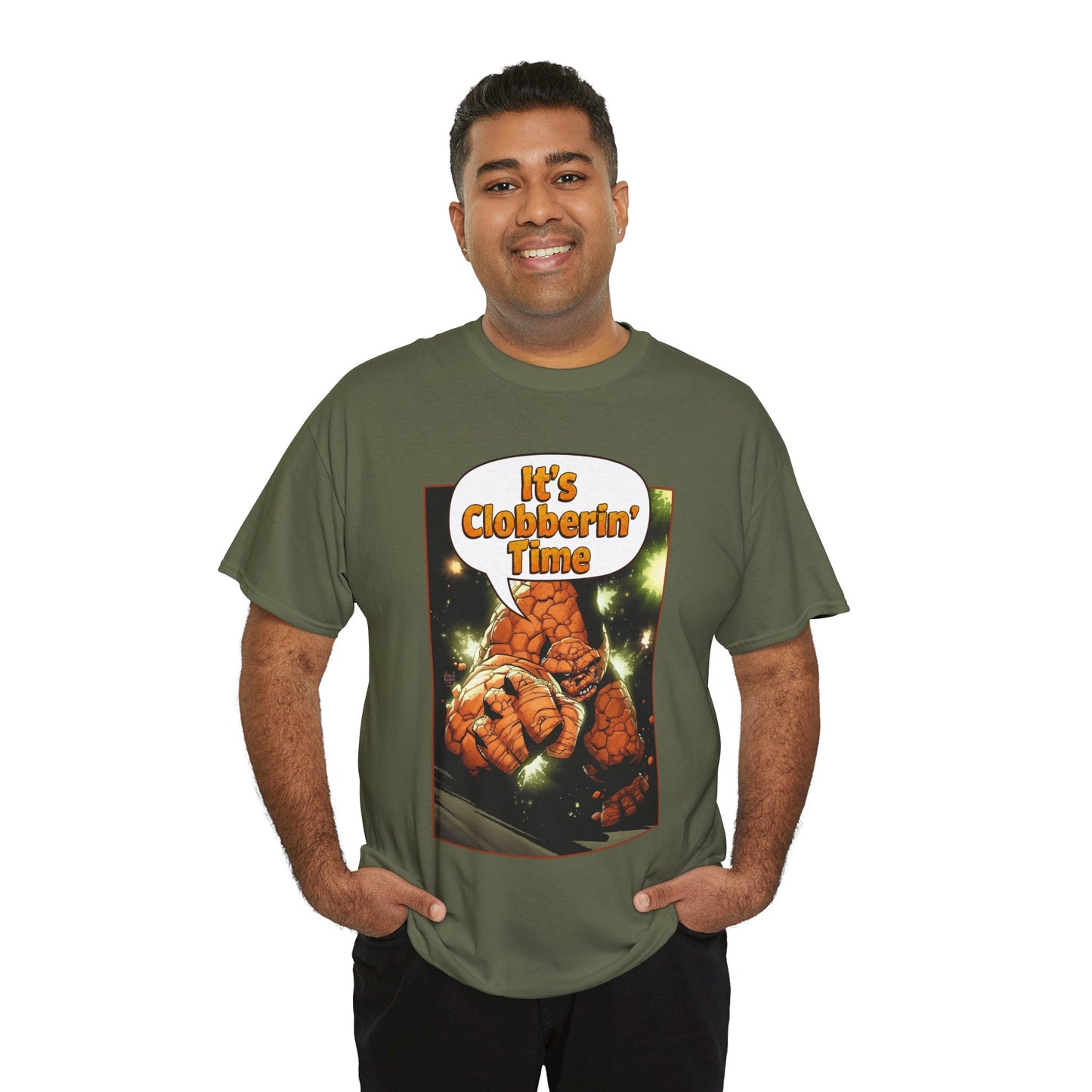 The Thing Shirt - Adam Kubert Art - It's Clobberin' Time - Fantastic Four Member - Marvel Comics