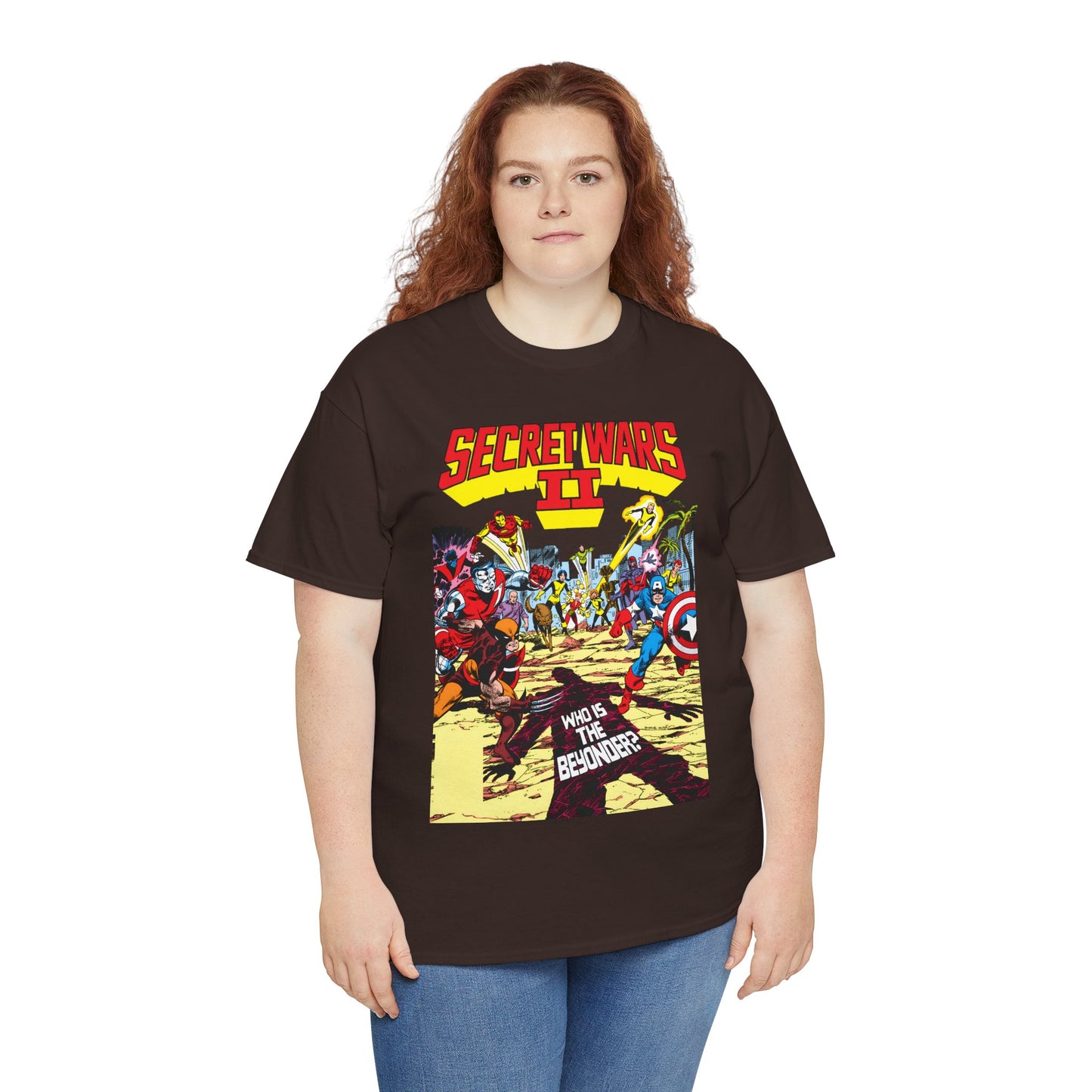 Secret Wars II T-Shirt - John Byrne Art - X-Men, New Mutants, Captain America - The Beyonder - Marvel Comics Series, 1980s