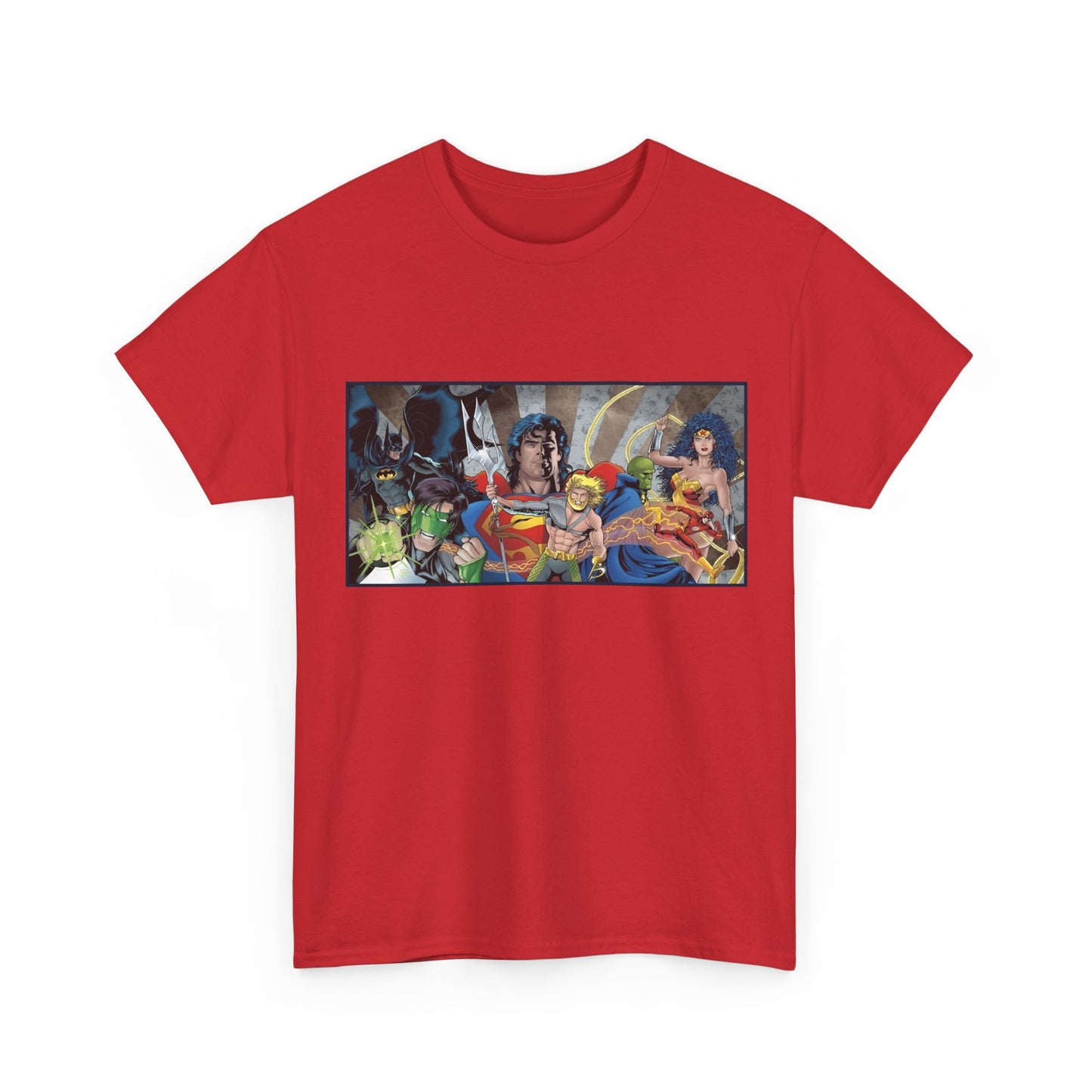Justice League T-Shirt - Kevin Maguire Art - Superman, Wonder Woman, Flash, Aquaman, Green Lantern - DC Comics