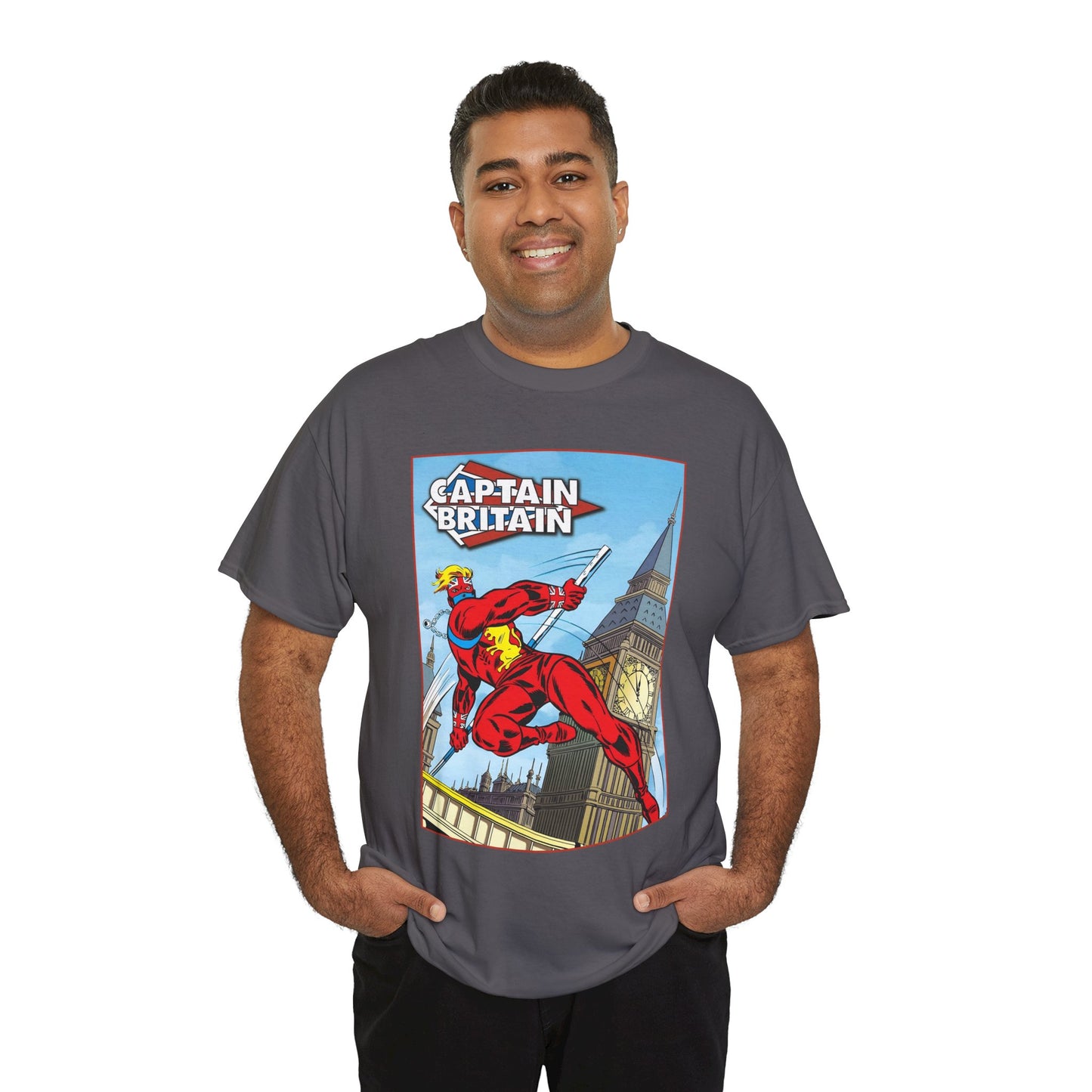 Captain Britain T-Shirt - Ron Wilson Art - Brian Braddock - Marvel UK Series - Chris Claremont Stories - Marvel Comics