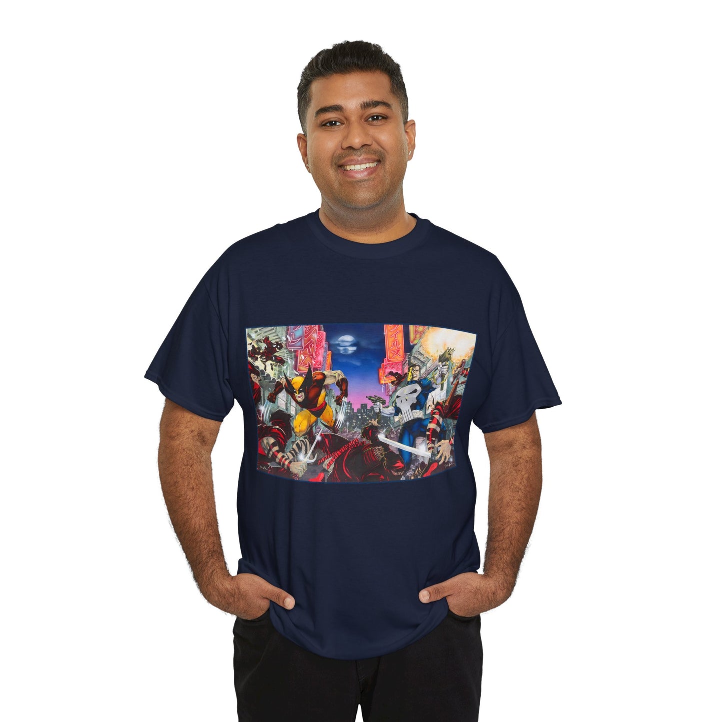 Wolverine & Punisher T-Shirt - Jim Lee Art - Vs The Hand - Marvel Comics