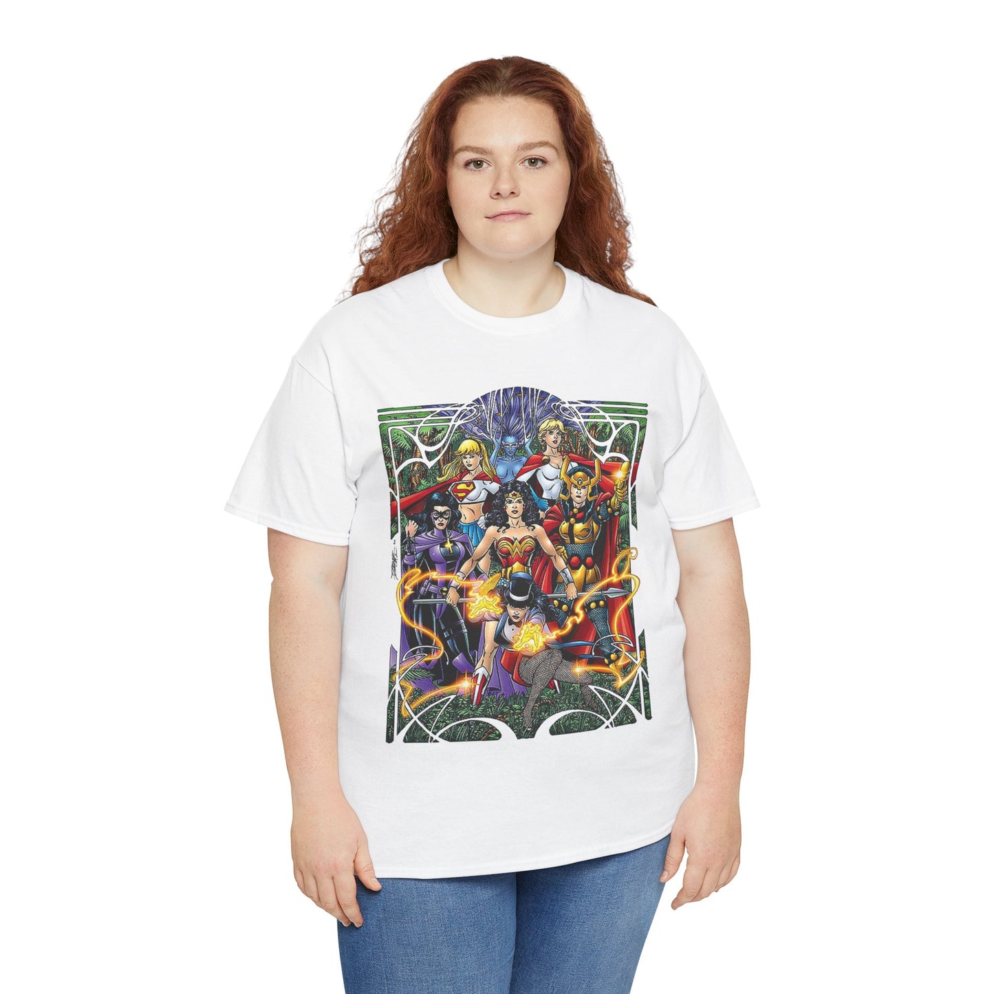 Justice League of Amazons T-Shirt - George Perez Art - Wonder Woman, Zatanna, Supergirl, Power Girl, Huntress, Big Barda - JLA - DC Comics