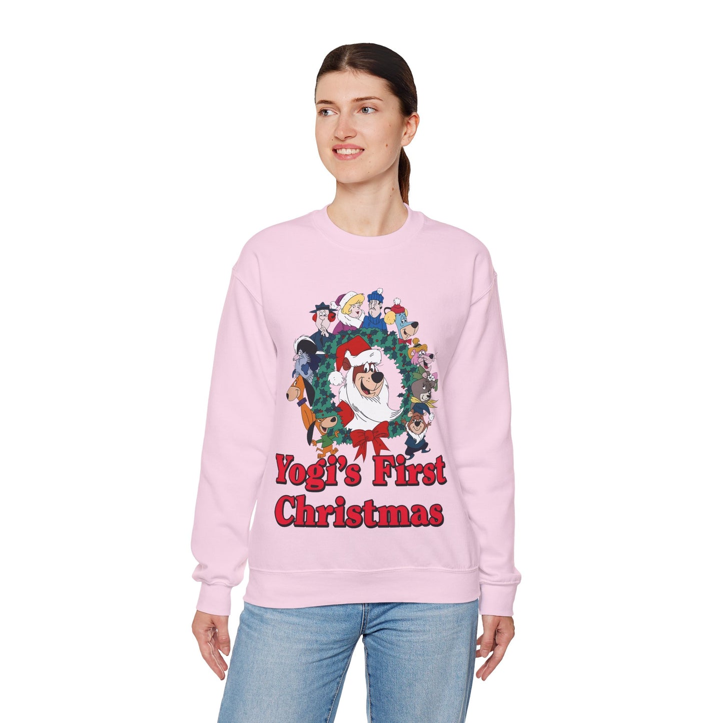 Yogi's First Christmas Crewneck Sweatshirt - Hanna-Barbera TV Holiday Special - Snagglepuss, Huckleberry Hound, Ranger Smith