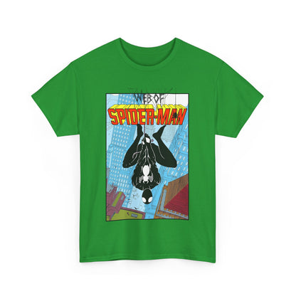 Web of Spider-Man T-Shirt - Charles Vess Art - Peter Parker, Web Slinger - Manhattan Skyline - Spidey Black Suit - Marvel Comics
