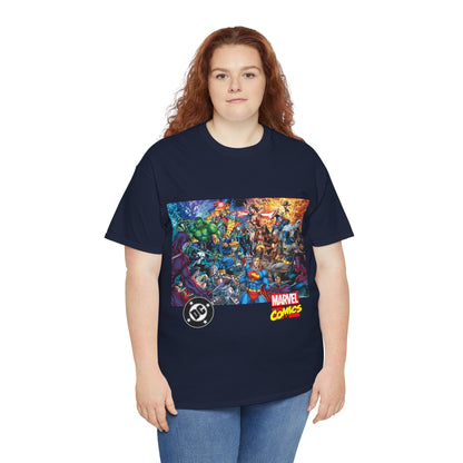 DC Vs Marvel T-Shirt - Jim Lee Art - Batman, Superman, Spider-Man, Wolverine, Wonder Woman, Daredevil, Hulk, Captain America, Deathstroke, Storm, Colossus - DC Comics, Marvel Comics Crossover