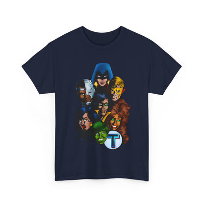 New Teen Titans T-Shirt - George Perez Art - Robin, Wonder Girl, Cyborg, Raven, Starfire, Kid Flash - DC Comics
