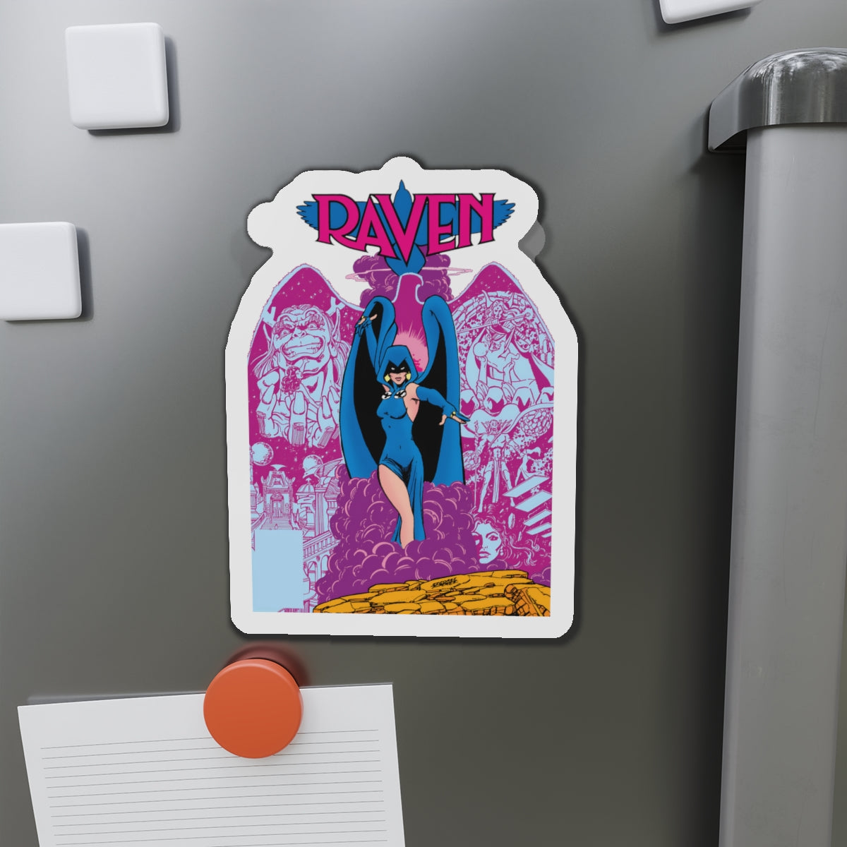 Raven Die-Cut Magnet - George Perez Art - New Teen Titans Member - Daughter of Trigon - Azarath, Arella - DC Comics - 3", 4", 5", 6"