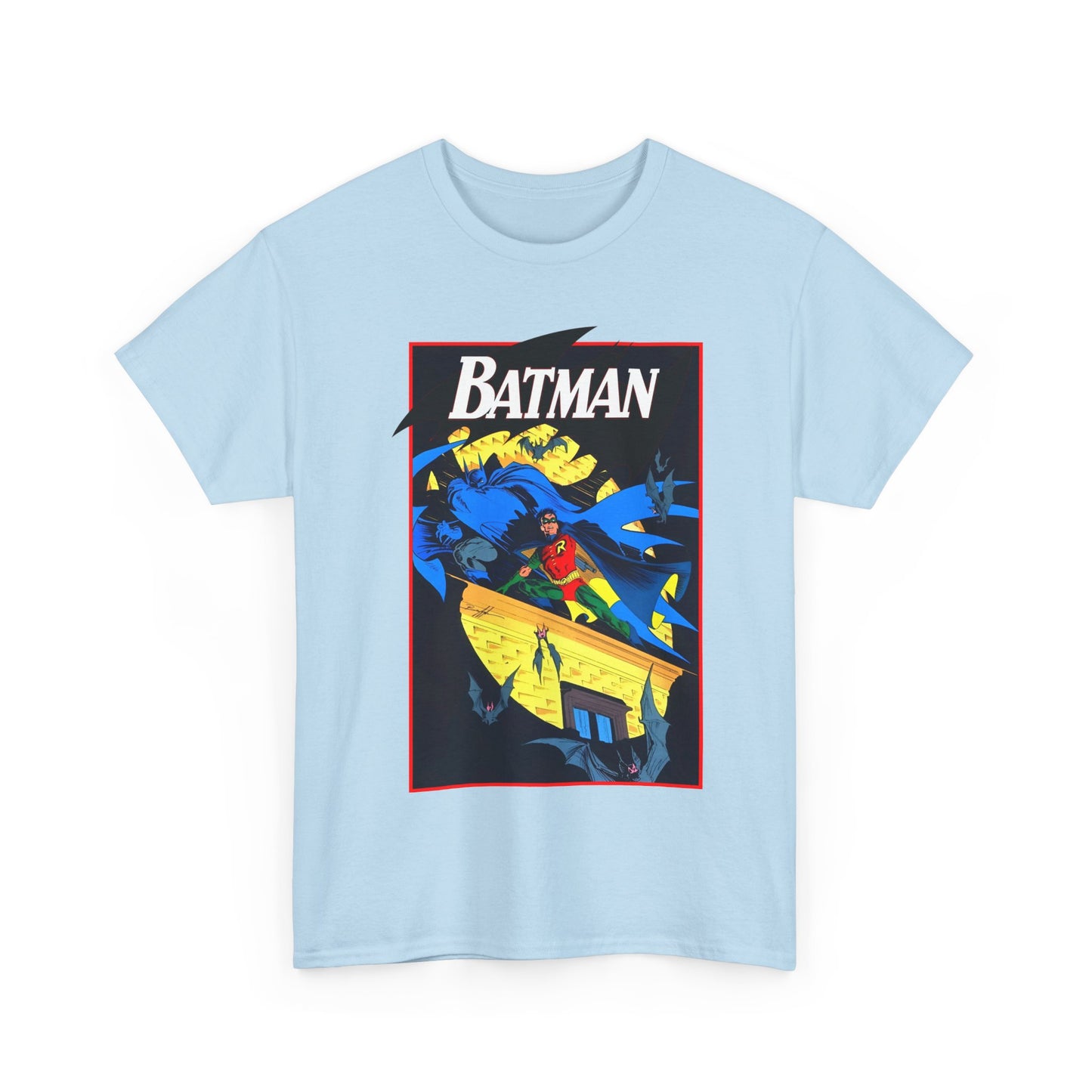 Batman & Robin T-Shirt - Norm Breyfogle Art - Surrounded by Bats in Gotham City - DC Comics