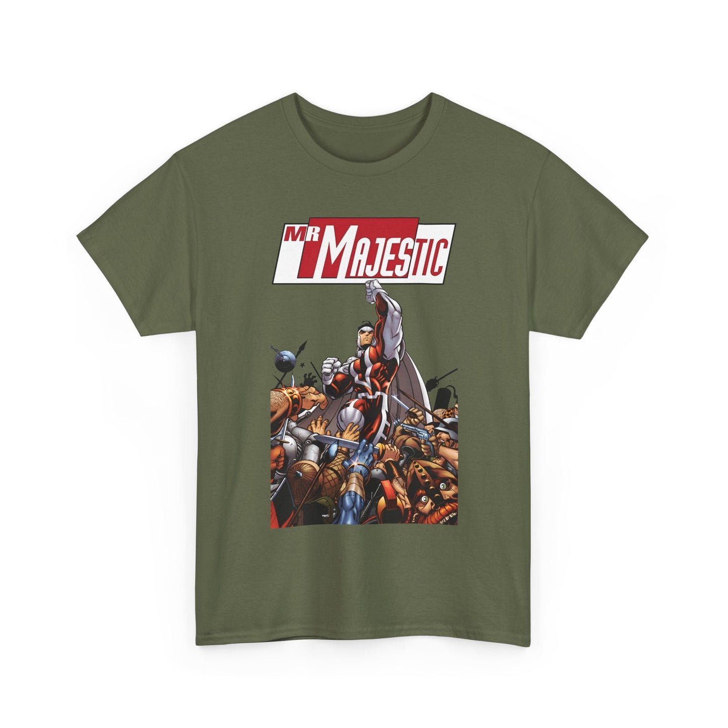 Mr. Majestic T-Shirt - Ed McGuiness Art - Flying Above His Attackers - DC/Wildstorm Comics