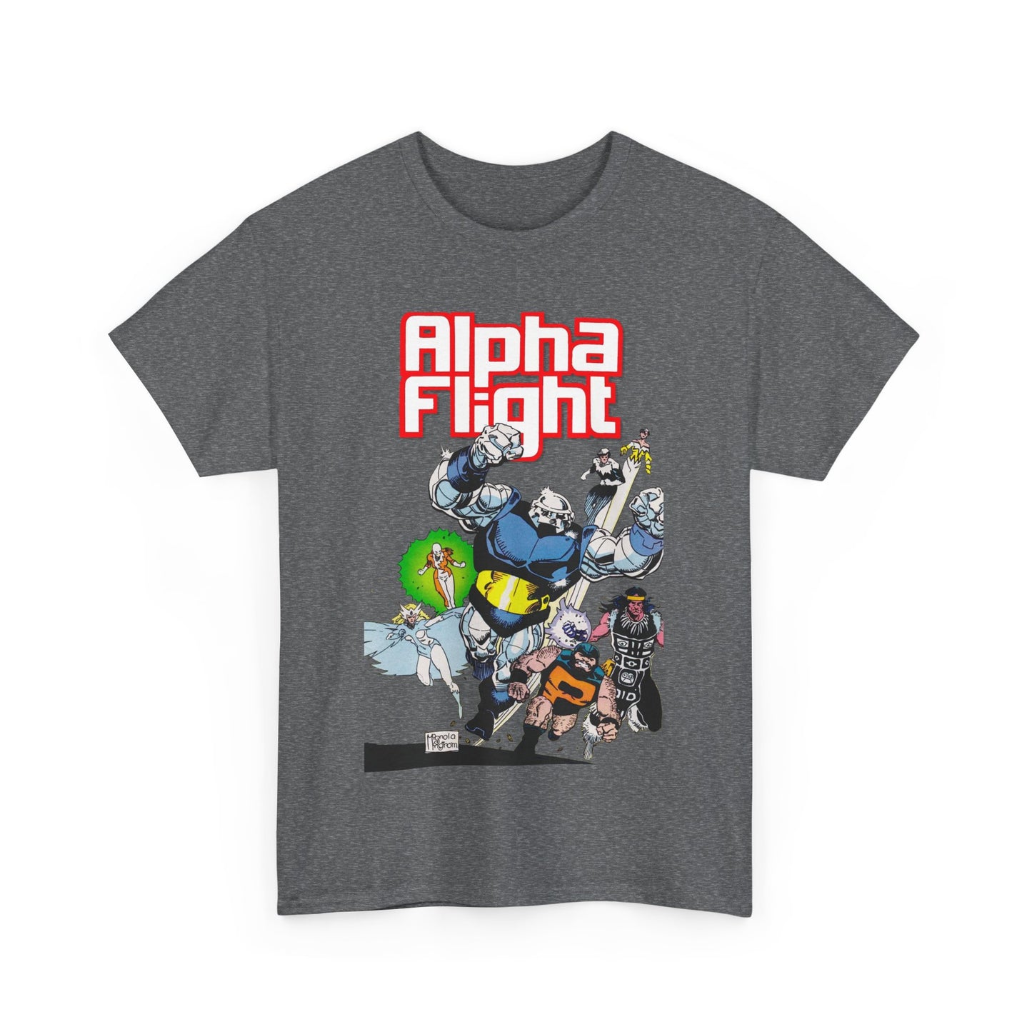 Alpha Flight T-Shirt - Mike Mignola Art - Shaman, Snowbird, Northstar, Aurora, Box, Vindicator, Puck - Canada's Super-Team - Marvel Comics