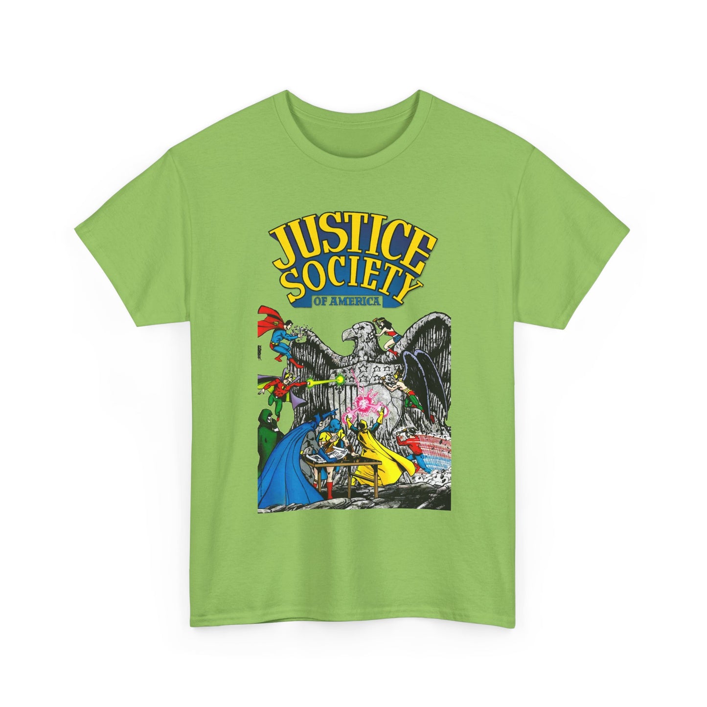Justice Society T-Shirt - George Perez Art - Dr Fate, Atom, Spectre, Wonder Woman, Flash, Batman, Superman, Hawkman - JSA - DC Comics