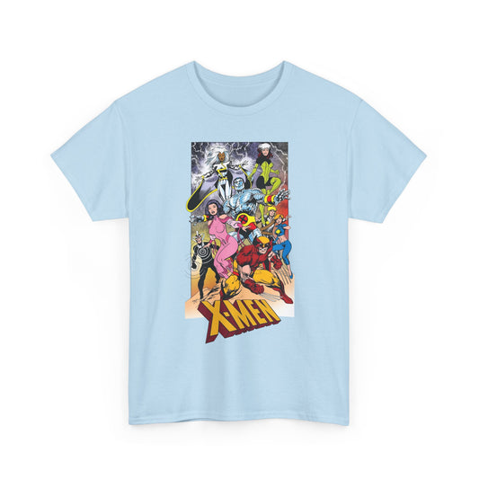 Light blue t-shirt with X-Men comic book graphic by Alan Davis