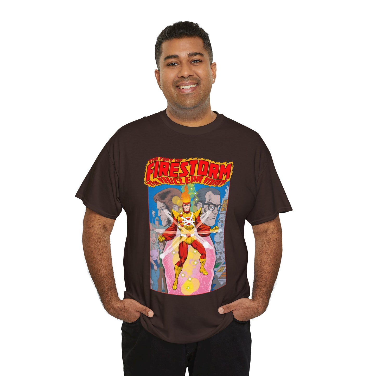 Fury of Firestorm T-Shirt - Pat Broderick Art - The Nuclear Man - Ronnie Raymond, Professor Martin Stein - DC Comics