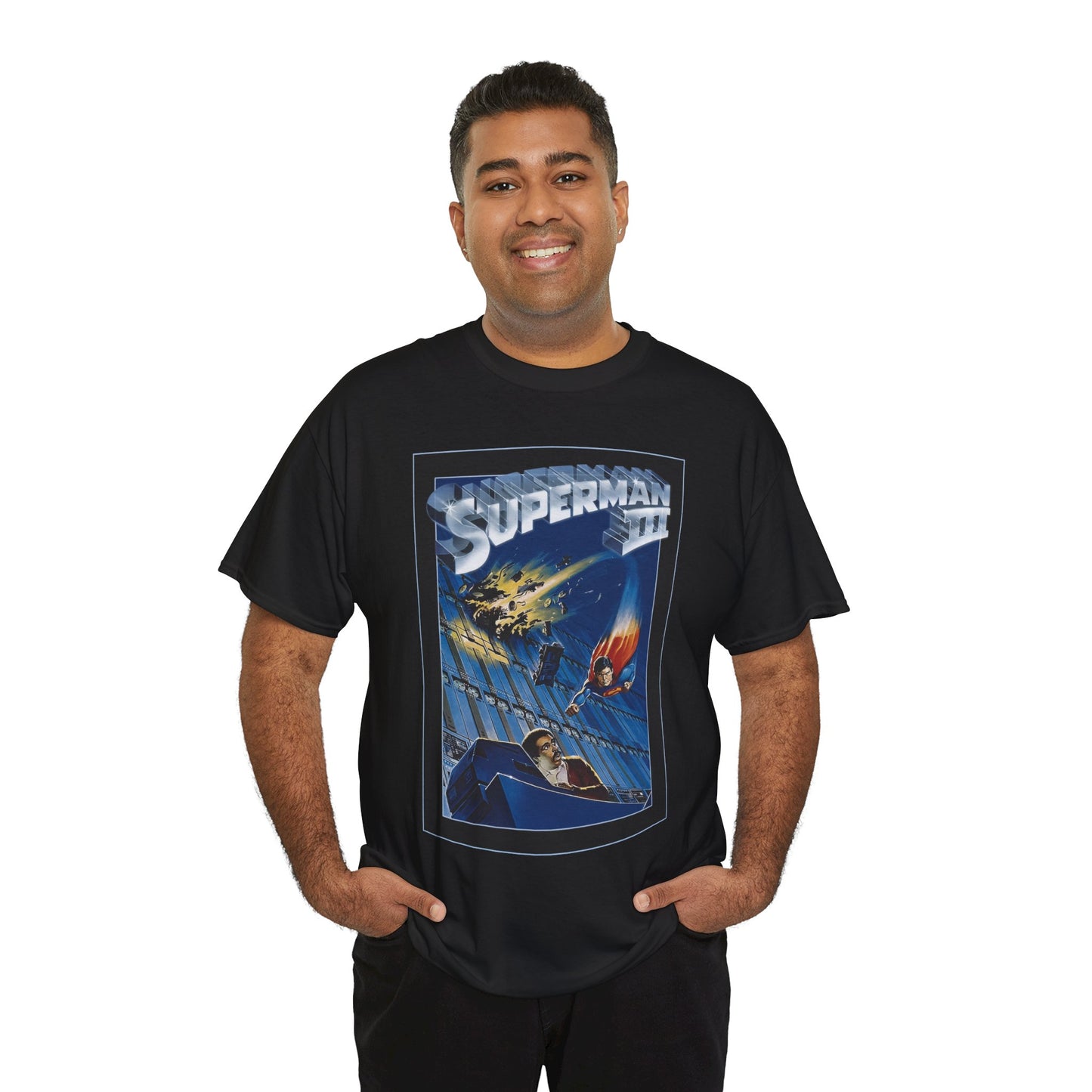 Superman III T-Shirt - Movie Poster Art - Christopher Reeve & Richard Pryor - Metropolis, Man of Steel - DC Comics