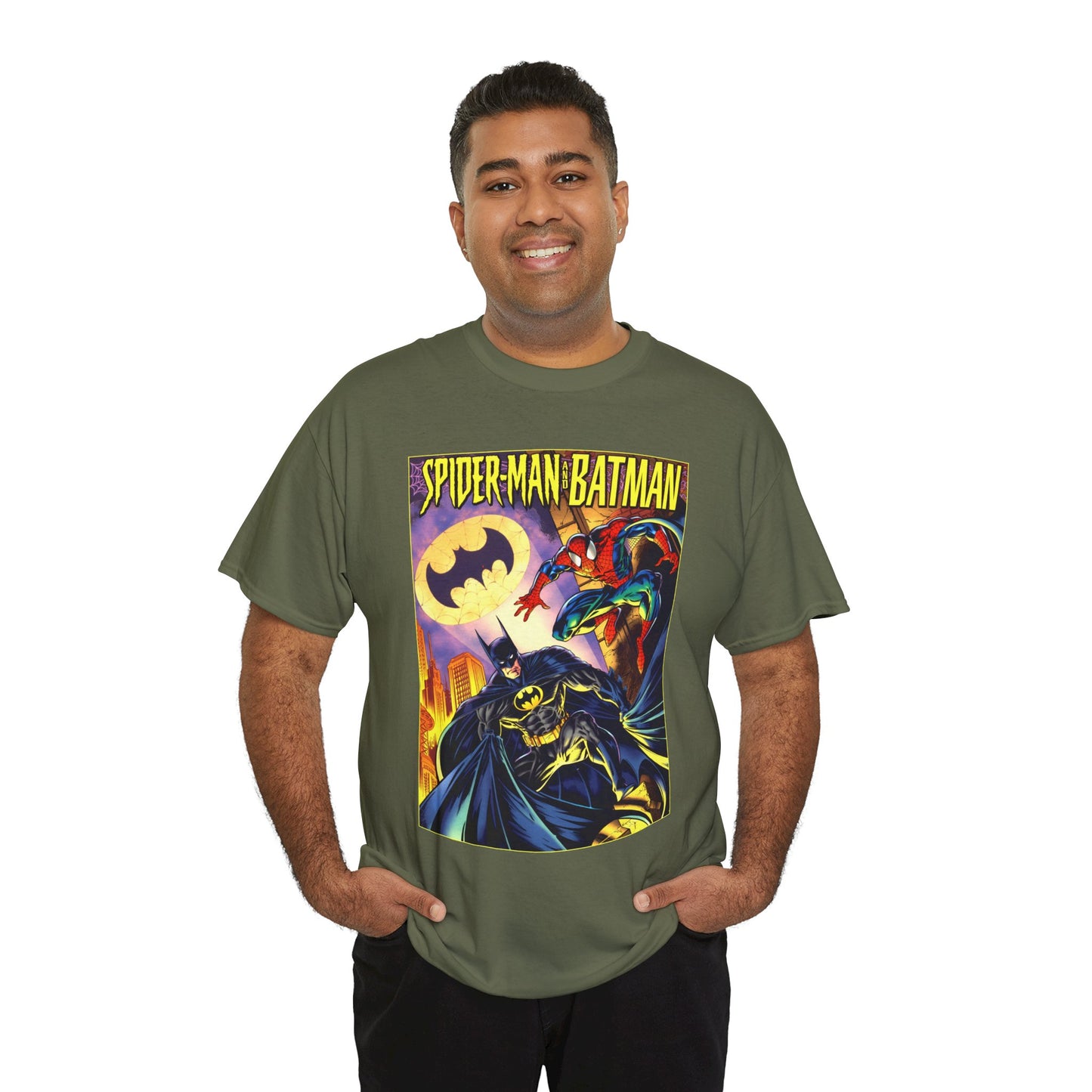 Batman/Spider-Man Shirt - Mark Bagley Art - DC Comics/Marvel Comics Cross-Over From the 1990s