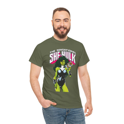 Sensational She-Hulk T-Shirt - Classic John Byrne Art - Jennifer Walters, Hulk's Cousin - Marvel Comics - Popular 1980s Series - "Rip Up Your X-Men!"