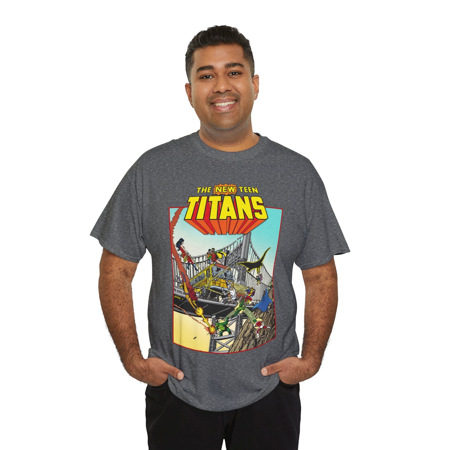 New Teen Titans T-Shirt - George Perez Promo Art - Wonder Girl, Cyborg, Raven, Starfire, Robin, Kid Flash, Changeling - DC Comics