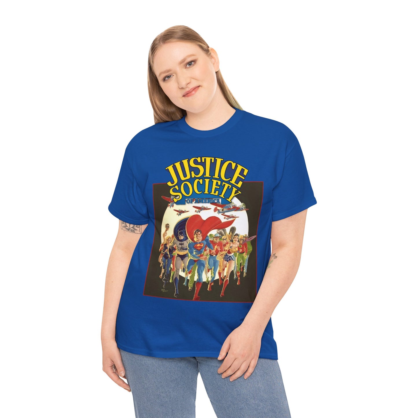 Justice Society of America T-Shirt - Superman, Wonder Woman, Black Canary, Green Lantern, Batman, Plastic Man, Flash - DC Comics