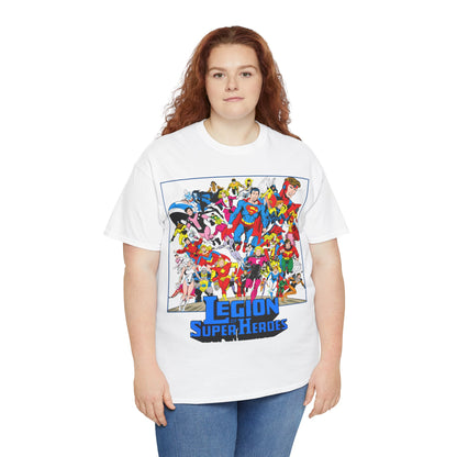 Legion of Super-Heroes T-Shirt - Greg Laroque Art - Who's Who in DC Comics - Superboy, Cosmic Boy, Dream Girl, Dawnstar, Supergirl, Sun Boy, Wildfire, Element Lad, Invisible Kid, Saturn Girl, Lightning Lad - DC Comics