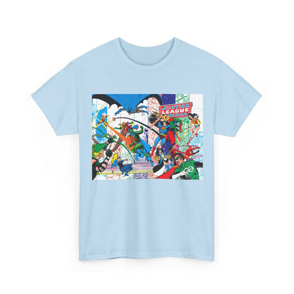 Justice League of America #200 T-Shirt - George Perez Art - Superman, Batman, Zatanna, Wonder Woman, Elongated Man, Martian Manhunter, Black Canary, Atom, Firestorm - DC Comics