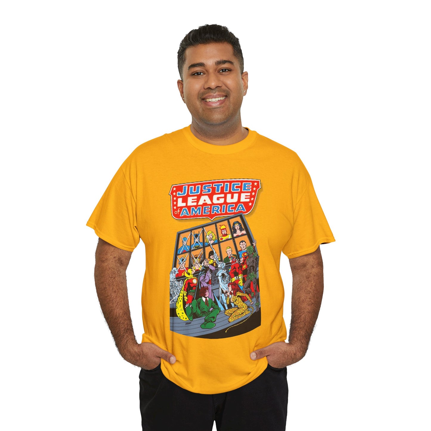 Justice League of America T-Shirt - George Perez Art - Wonder Woman, Hourman, Batman, Firestorm - SSOSV - DC Comics